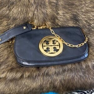 Tory Burch Black and Gold Shoulder Bag